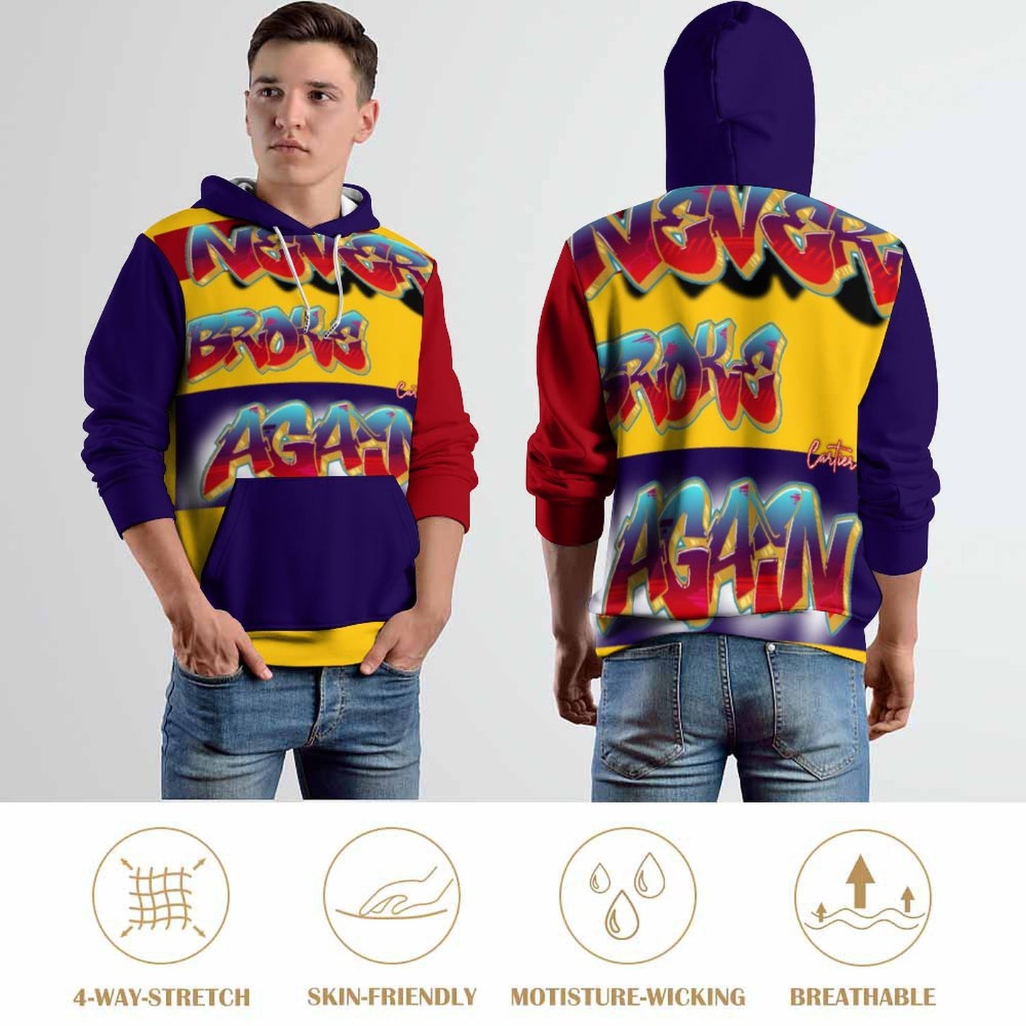 Never Broke Printed Hoodie for Men