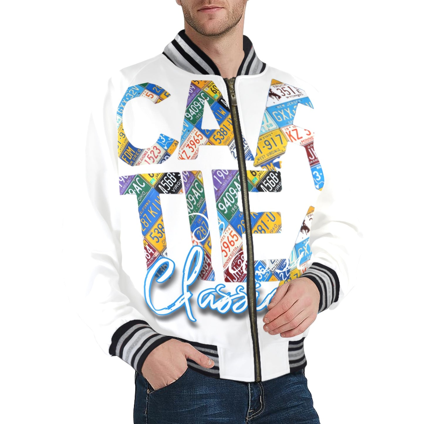 Carti Men's Striped Trim Bomber Jacket