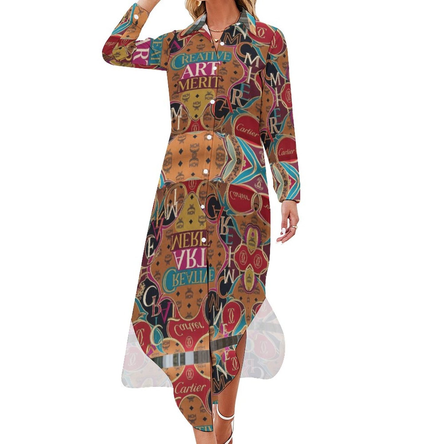 CMCM  Button Down Collar Dress