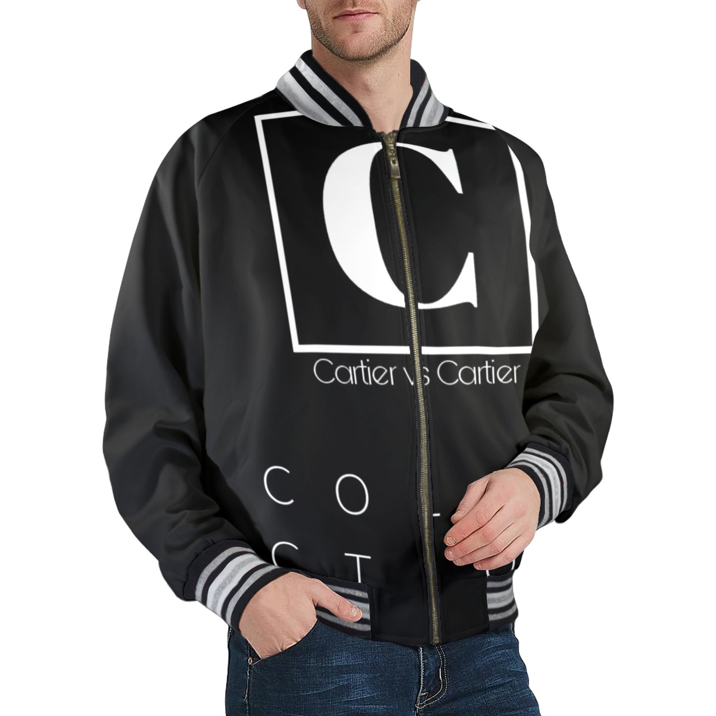 Carti Collect Men's Striped Trim Bomber Jacket