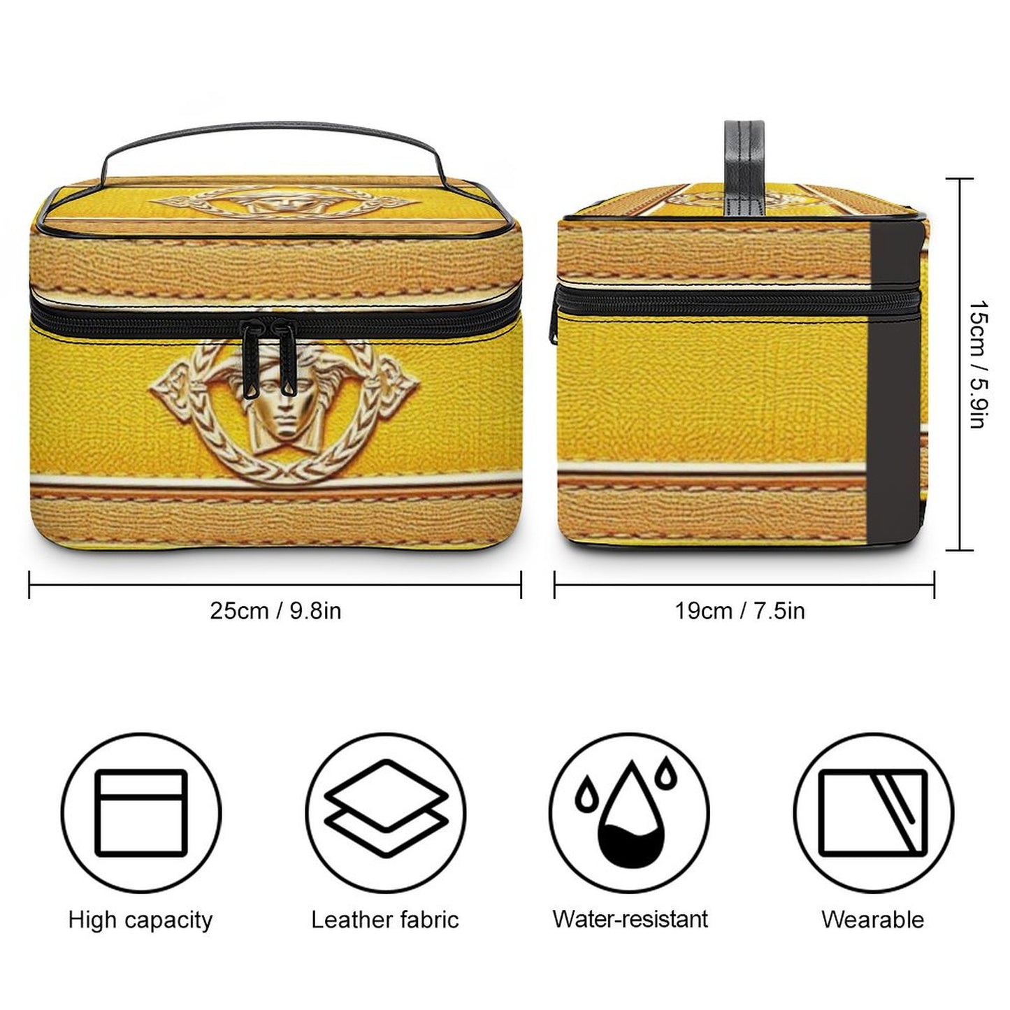 Make-up bag with Lychee pattern PU material