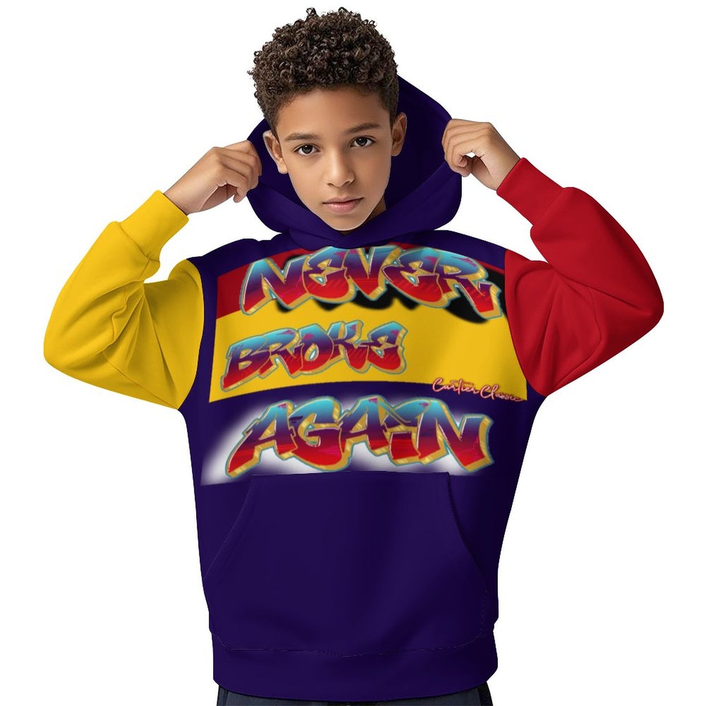 Never Broke Children's Hooded Sweatshirt without Drawstrings
