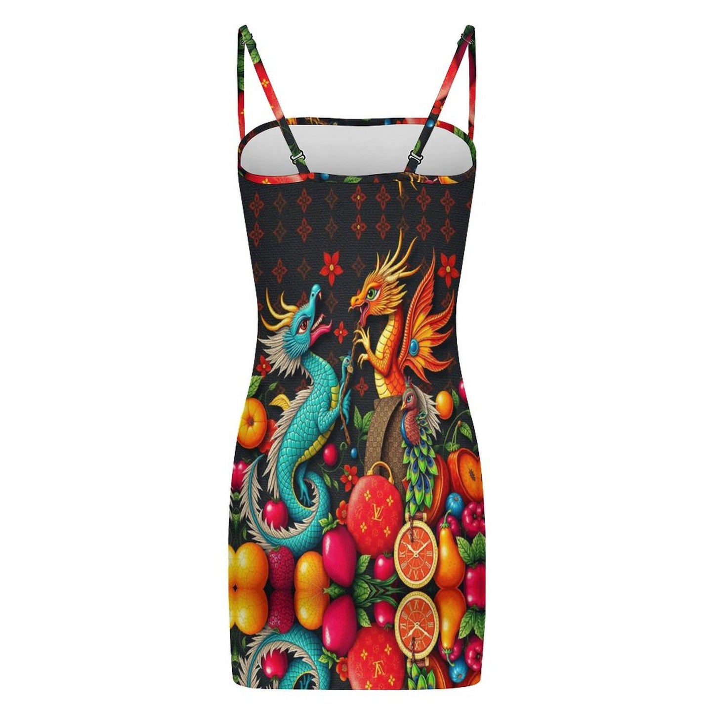 Cartier Dragons Slim Fit Spaghetti Strap Dress for Women