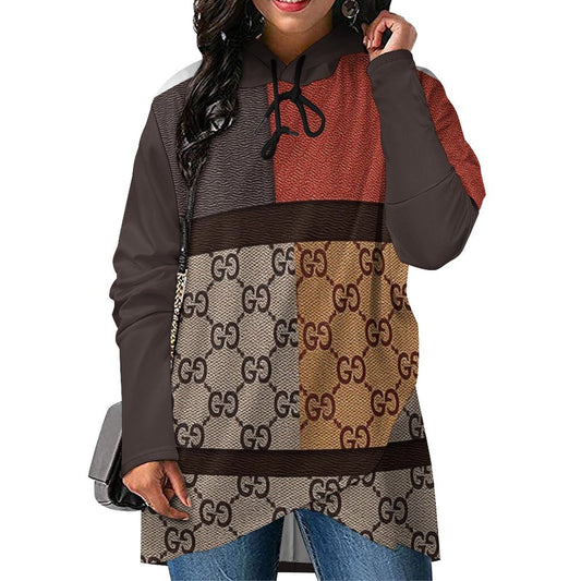230gsm Poncho-style Long Sleeve Women Hoodie with Irregular Hem(All-Over Printing)