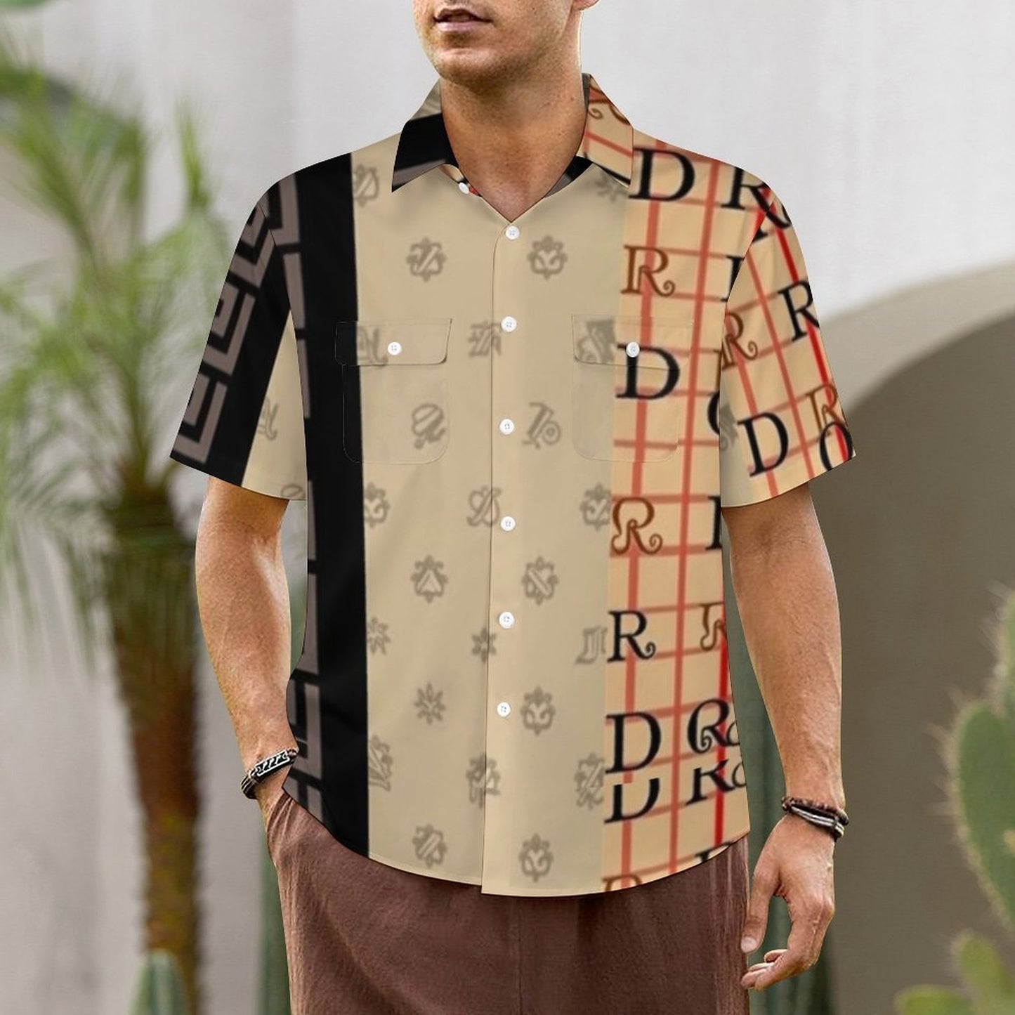 Short Sleeve Shirt with 2 Pockets LM056 (One site) (All-Over Printing)
