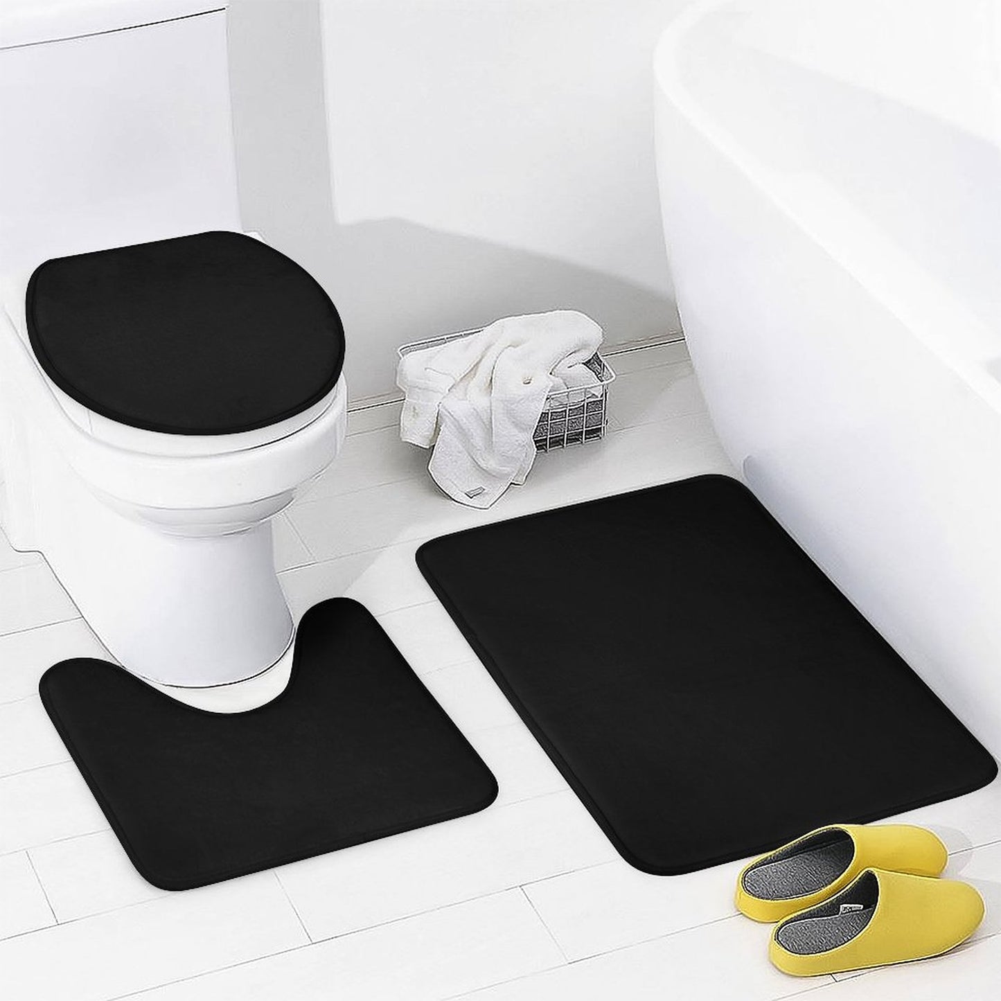 Shower Curtain Set with 3 Rugs