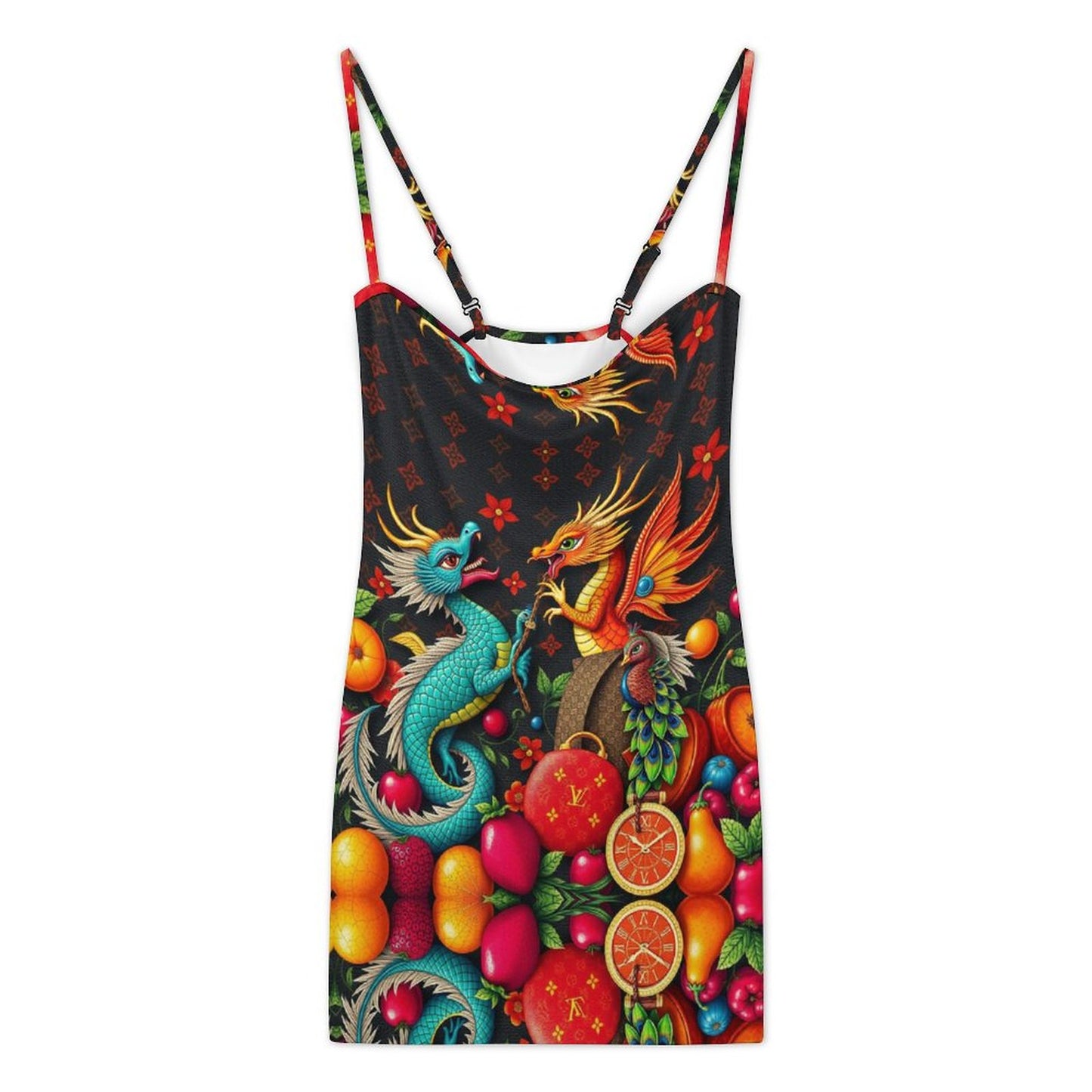 Cartier Dragons Slim Fit Spaghetti Strap Dress for Women