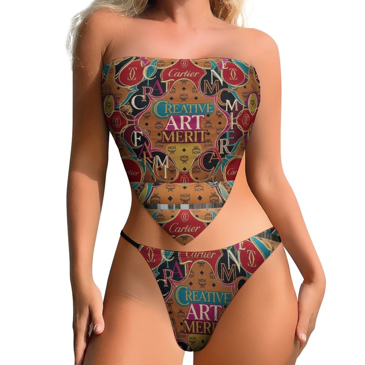 CMCM Chic Strapless Bandana Style Bikini(