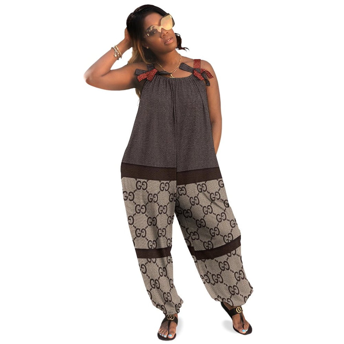 Spaghetti Strap Jumpsuit(All-Over Printing)