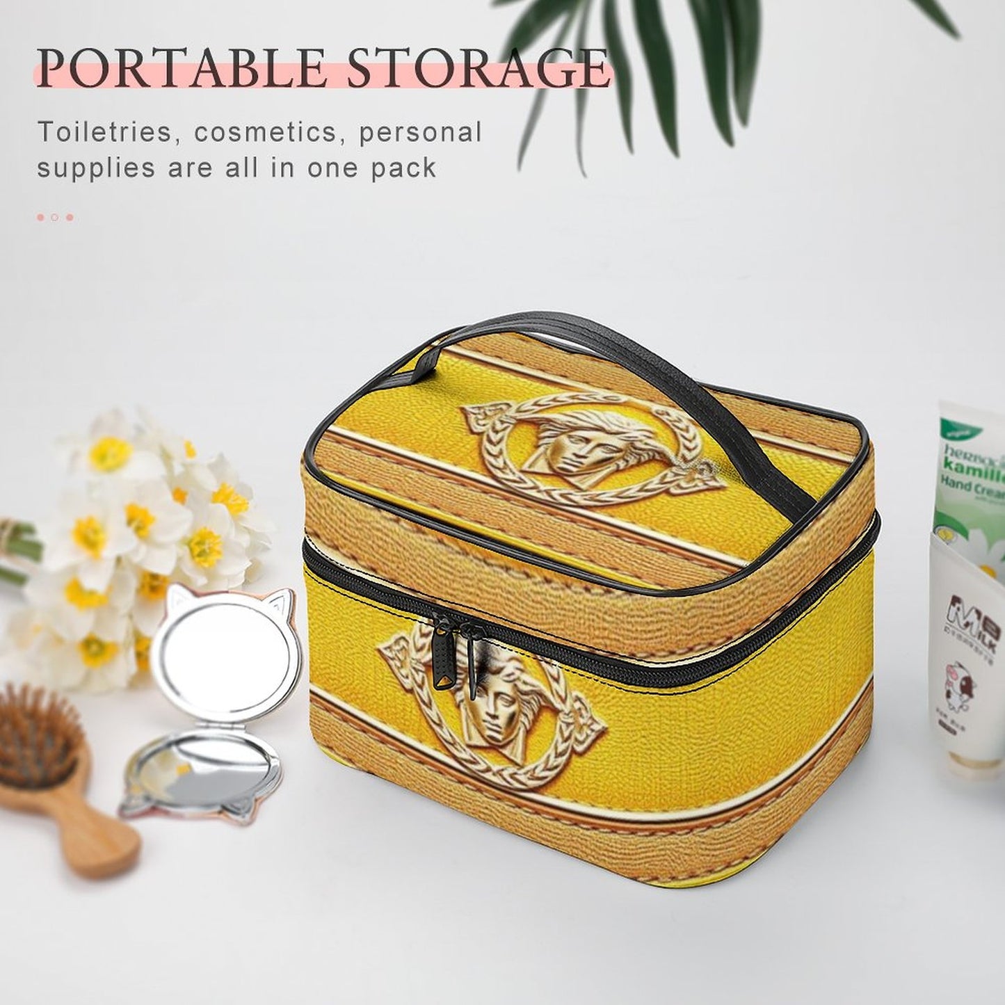 Make-up bag with Lychee pattern PU material