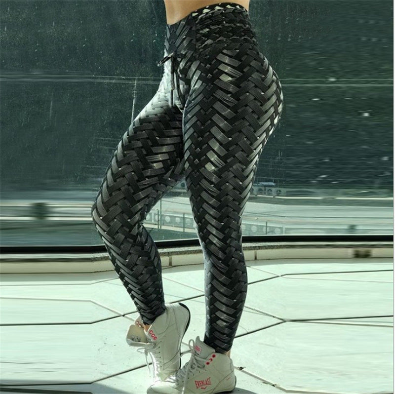 High Waist Iron Armor Weave Print Push Up Yoga/Workout Leggings