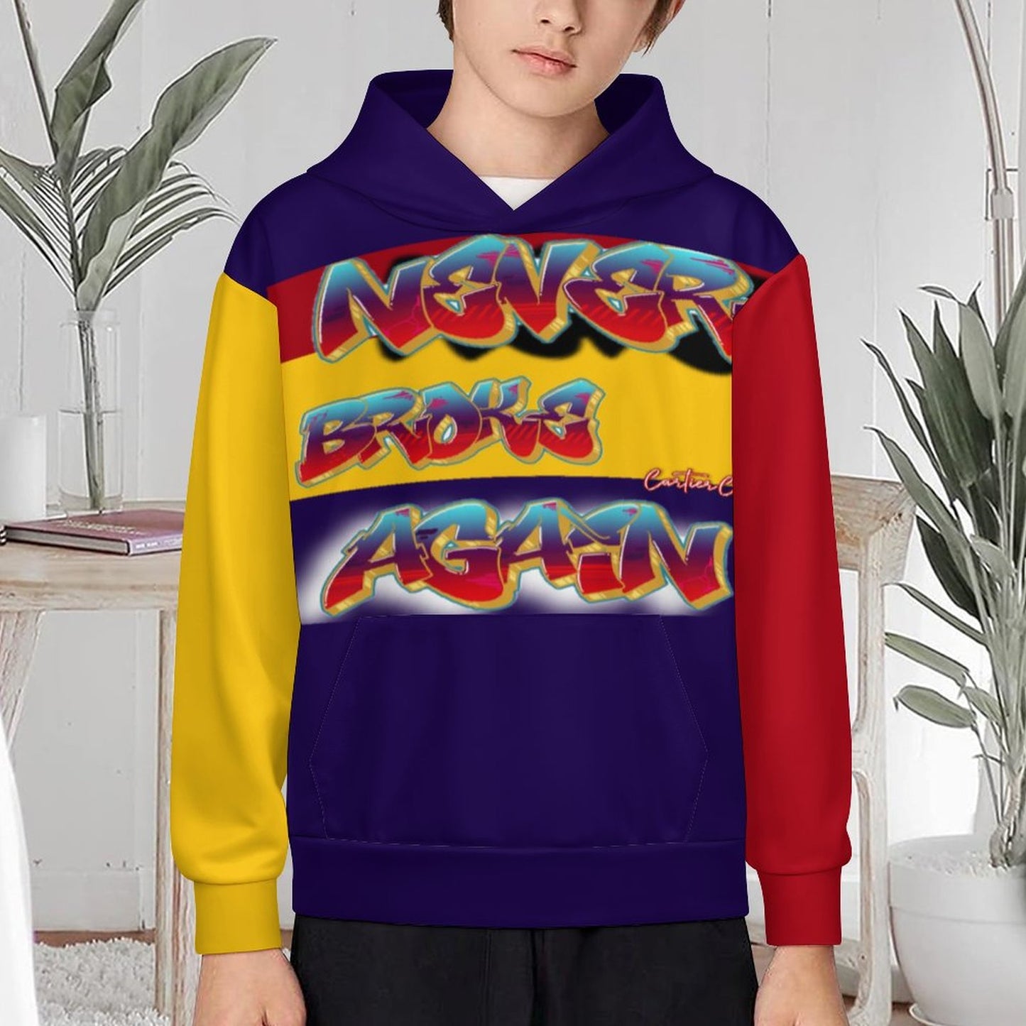Never Broke Children's Hooded Sweatshirt without Drawstrings