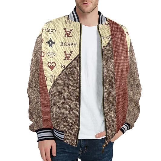 New Men's Striped Trim Bomber Jacket