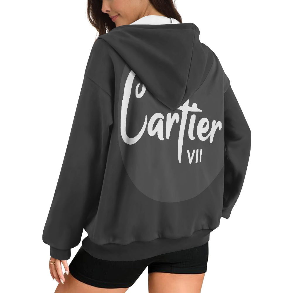 Ladies loose zipper sweatshirt