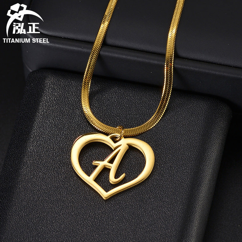 Amazon Hot Style Stainless Steel DIY Letter Pendant Necklace European And American Fashion Simple Hollow Love Clavicle Chain For Women