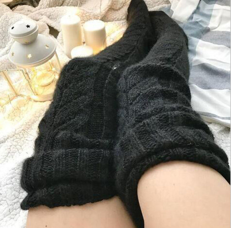 Amazon European And American Knitted Socks Knee-length Long Stacking Socks Wool Socks For Women Cross-border Special