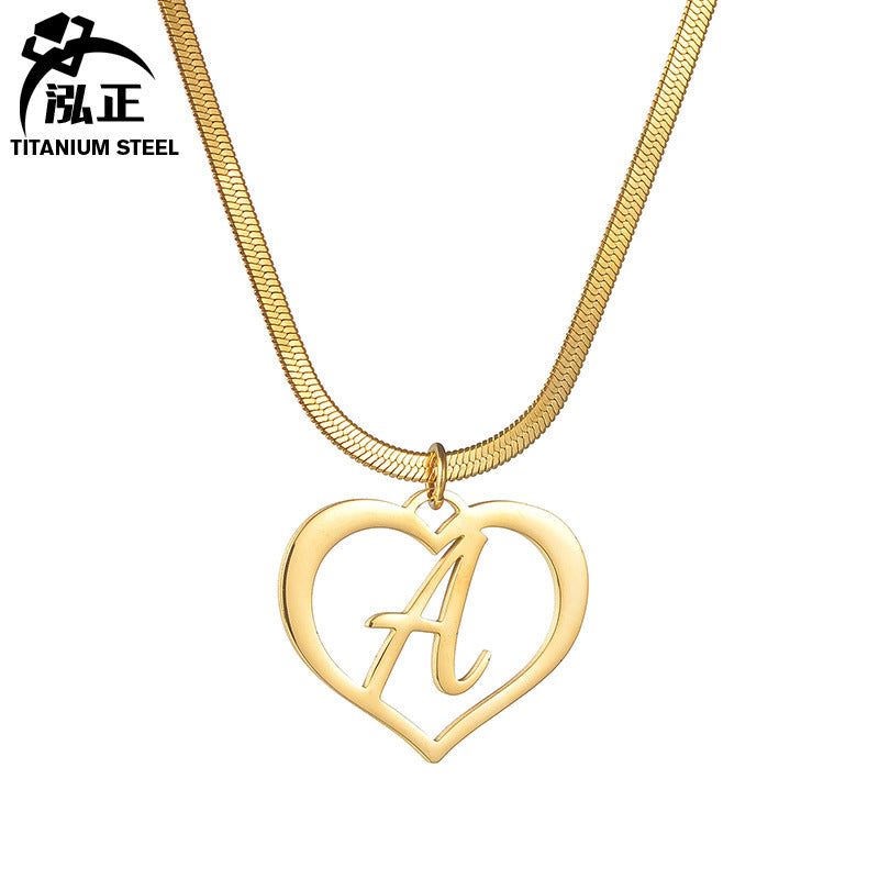Amazon Hot Style Stainless Steel DIY Letter Pendant Necklace European And American Fashion Simple Hollow Love Clavicle Chain For Women