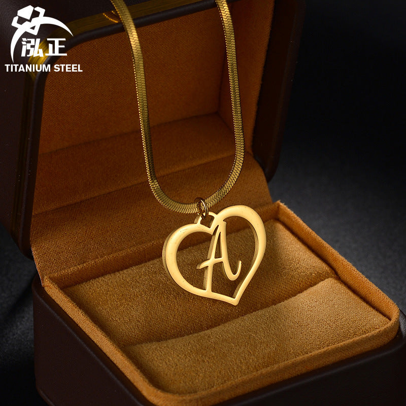 Amazon Hot Style Stainless Steel DIY Letter Pendant Necklace European And American Fashion Simple Hollow Love Clavicle Chain For Women