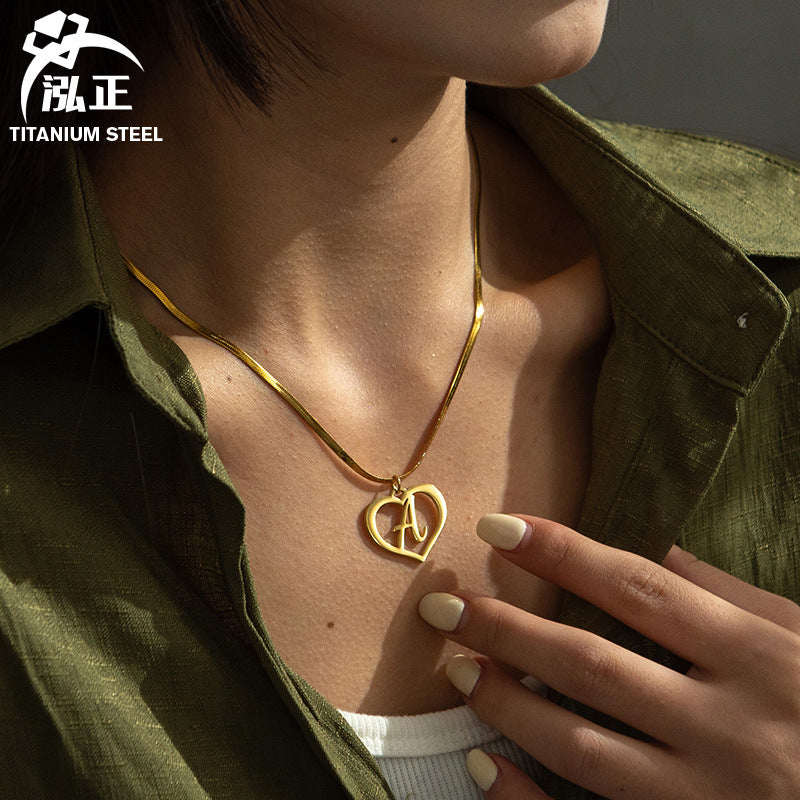 Amazon Hot Style Stainless Steel DIY Letter Pendant Necklace European And American Fashion Simple Hollow Love Clavicle Chain For Women