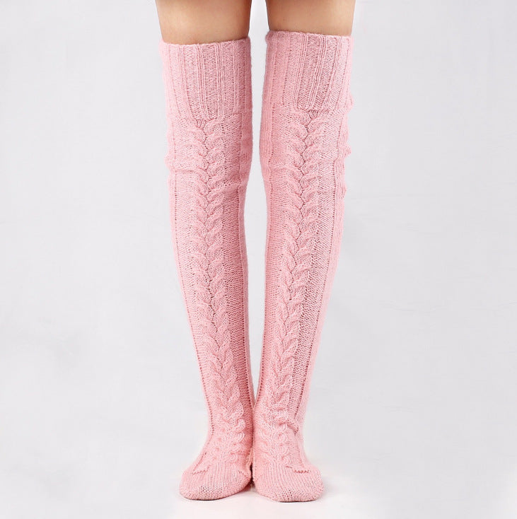 Amazon European And American Knitted Socks Knee-length Long Stacking Socks Wool Socks For Women Cross-border Special