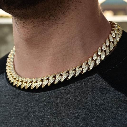 Hip-hop New 18mm Double-row Zircon Necklace European And American Style Hiphop Street Trend Men&#039;s Necklace