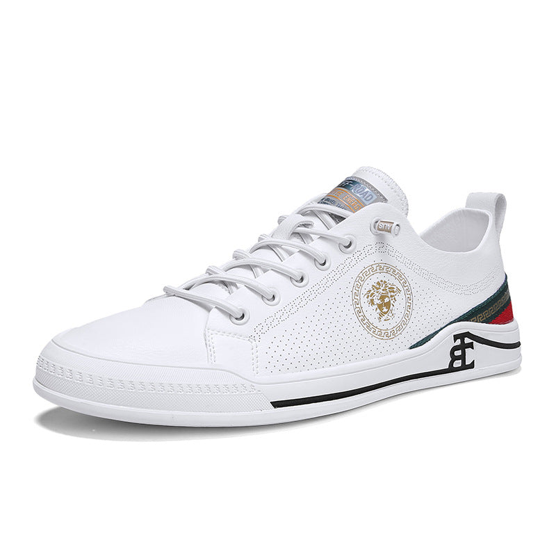 European Station Men&amp;amp;#039;s Shoes Hollow Soft Leather Small White Shoes Summer British Trend All-match Board Shoes Breathable Soft Bottom Casual Leather Shoes