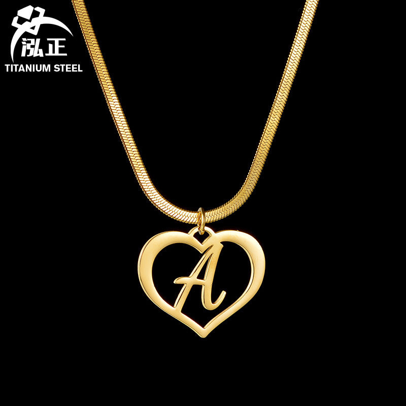Amazon Hot Style Stainless Steel DIY Letter Pendant Necklace European And American Fashion Simple Hollow Love Clavicle Chain For Women