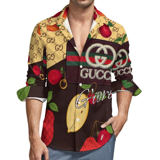 Faux Linen Men Long Sleeve Shirt with Pocket LS (All-Over Printing)