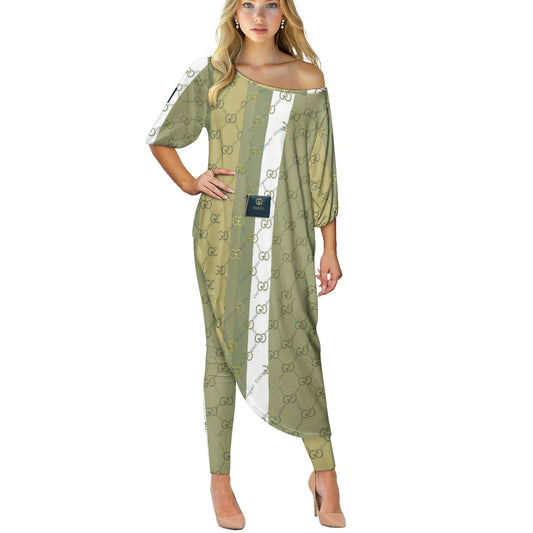 Loose off-shoulder two-piece suit