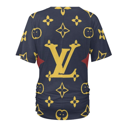 VL Gutton V-neck pleated T-shirt