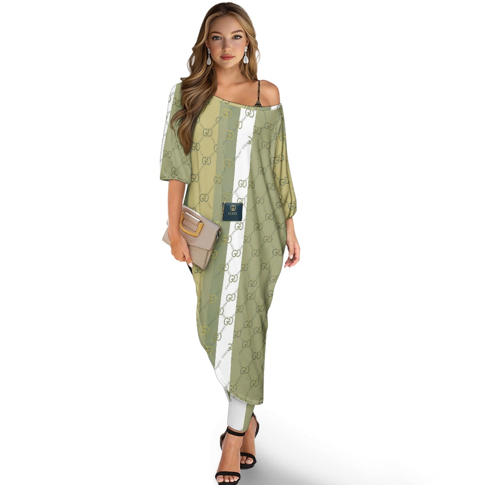 Loose off-shoulder two-piece suit