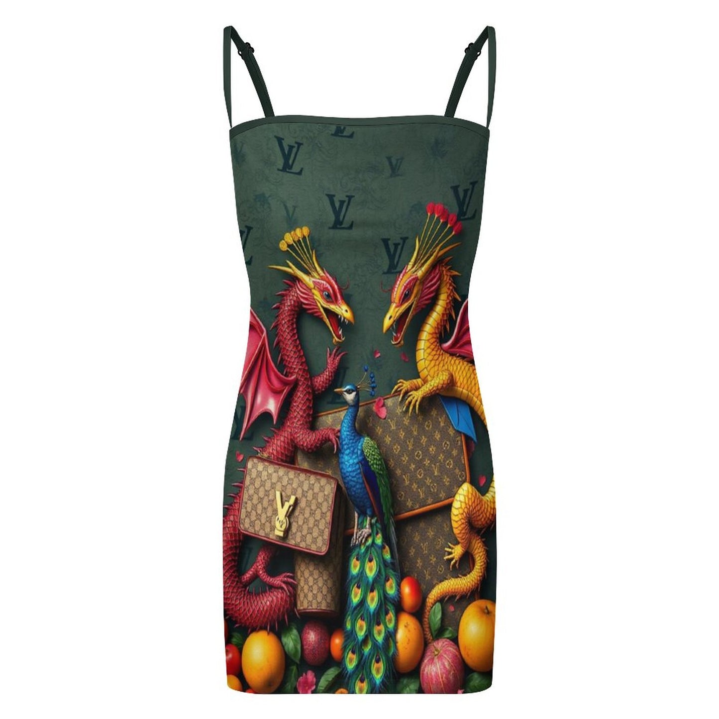 Cartii Pea Slim Fit Spaghetti Strap Dress for Women