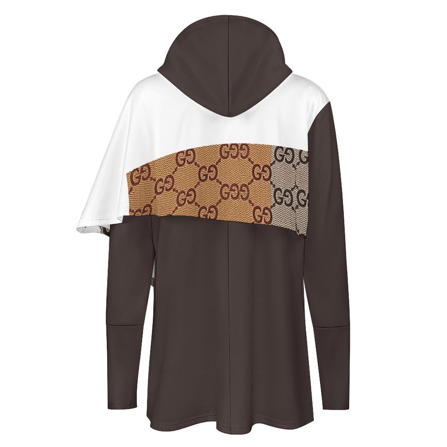 230gsm Poncho-style Long Sleeve Women Hoodie with Irregular Hem(All-Over Printing)