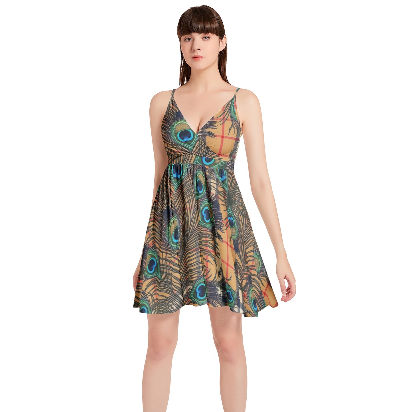 G'iore Spaghetti Strap Sleeveless Falred Hem Short Dress