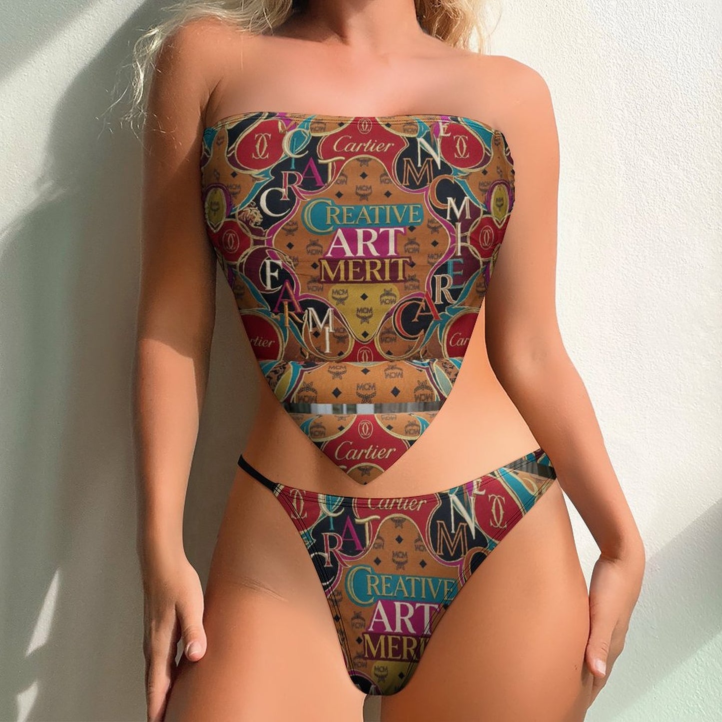 CMCM Chic Strapless Bandana Style Bikini(