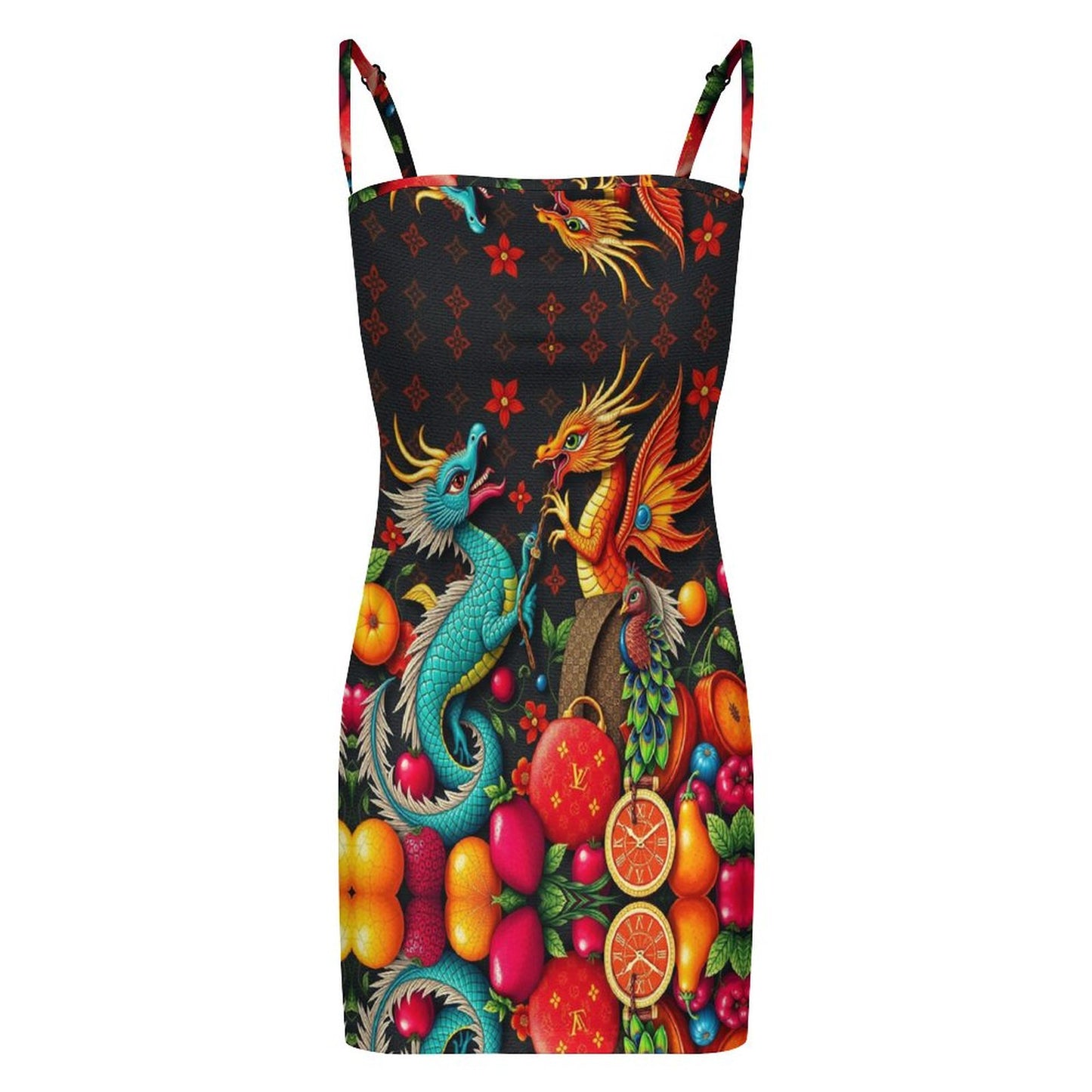 Cartier Dragons Slim Fit Spaghetti Strap Dress for Women