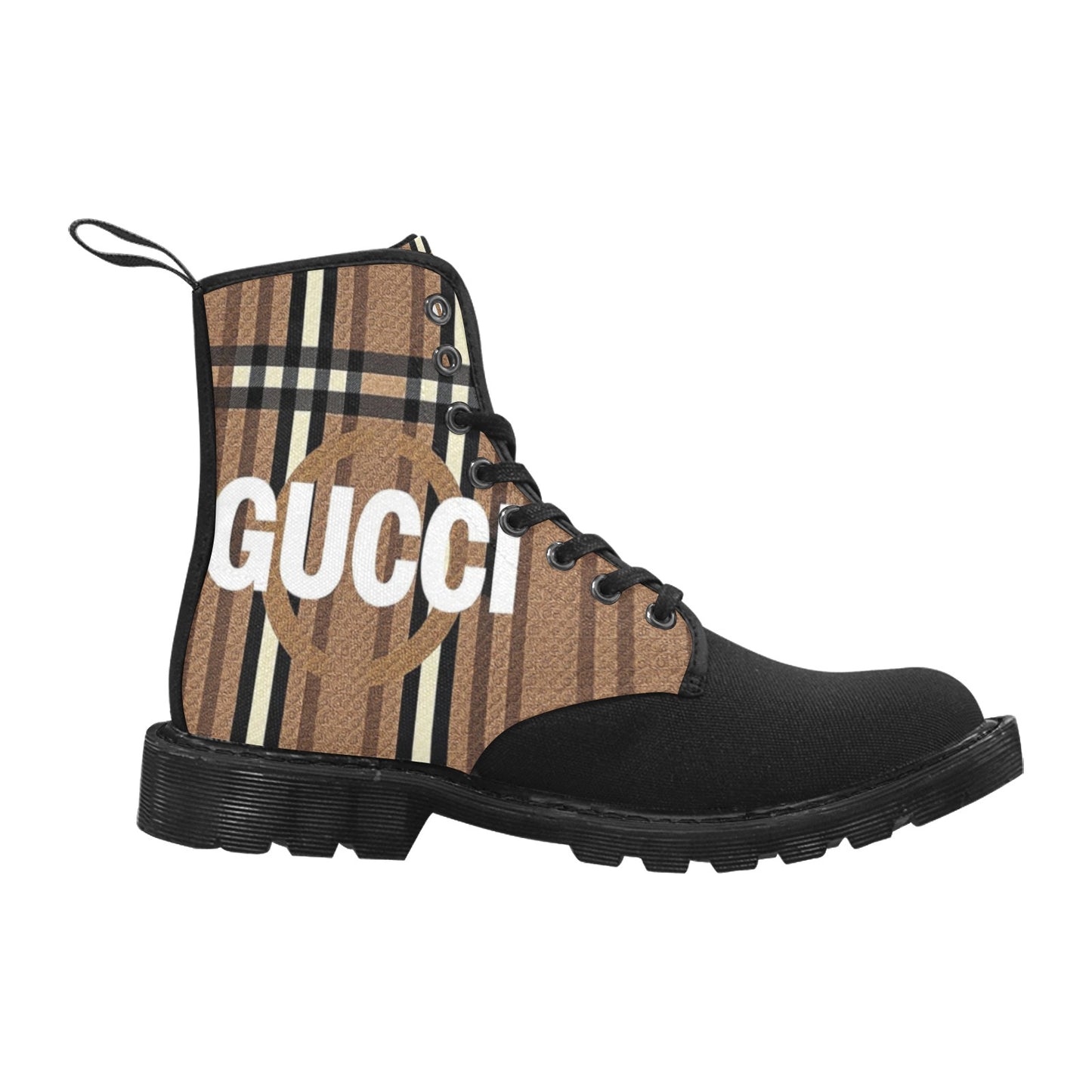 Men's Lace Up Canvas Boots (Model1203H)(Black)