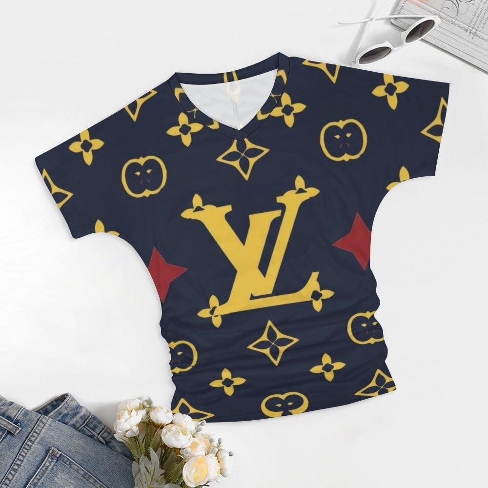 VL Gutton V-neck pleated T-shirt