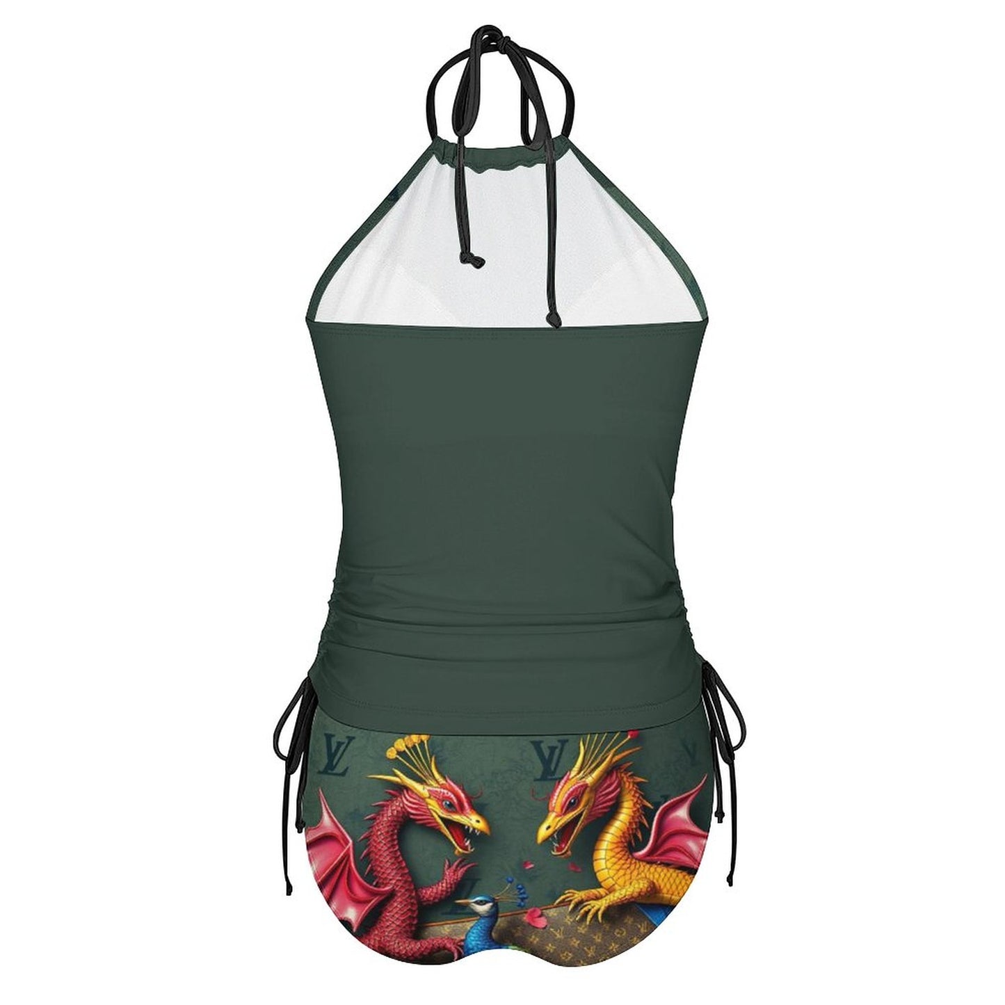 Cartii Pea 2-Piece Women's Tankini Set with High Neck Halter Top