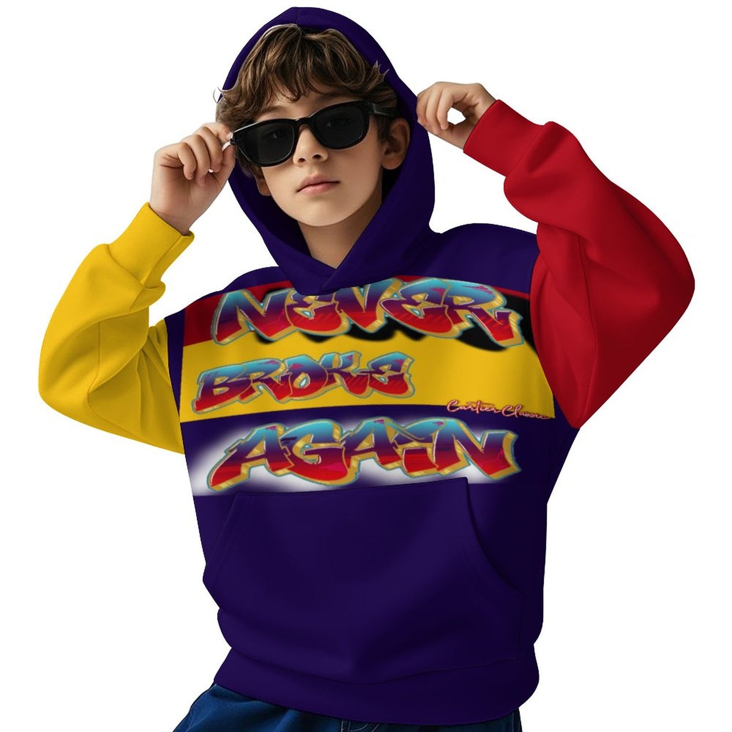 Never Broke Children's Hooded Sweatshirt without Drawstrings