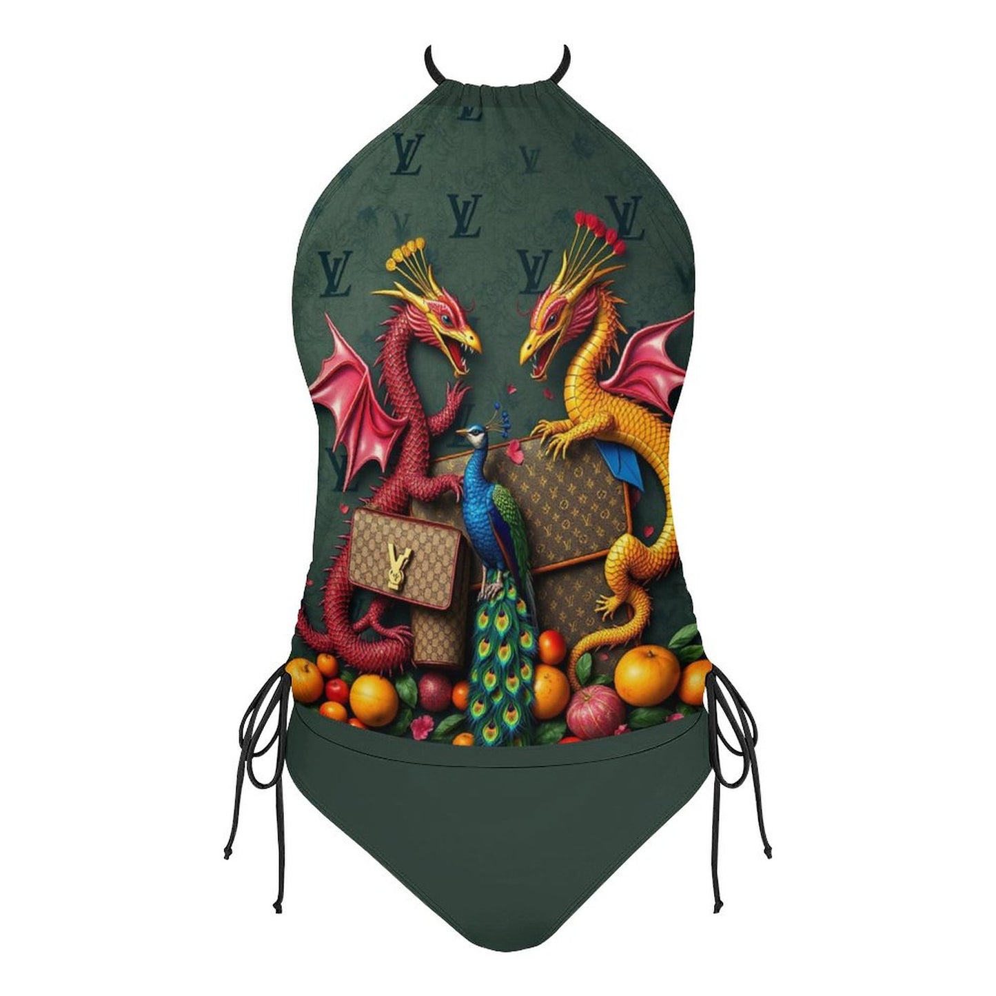 Cartii Pea 2-Piece Women's Tankini Set with High Neck Halter Top