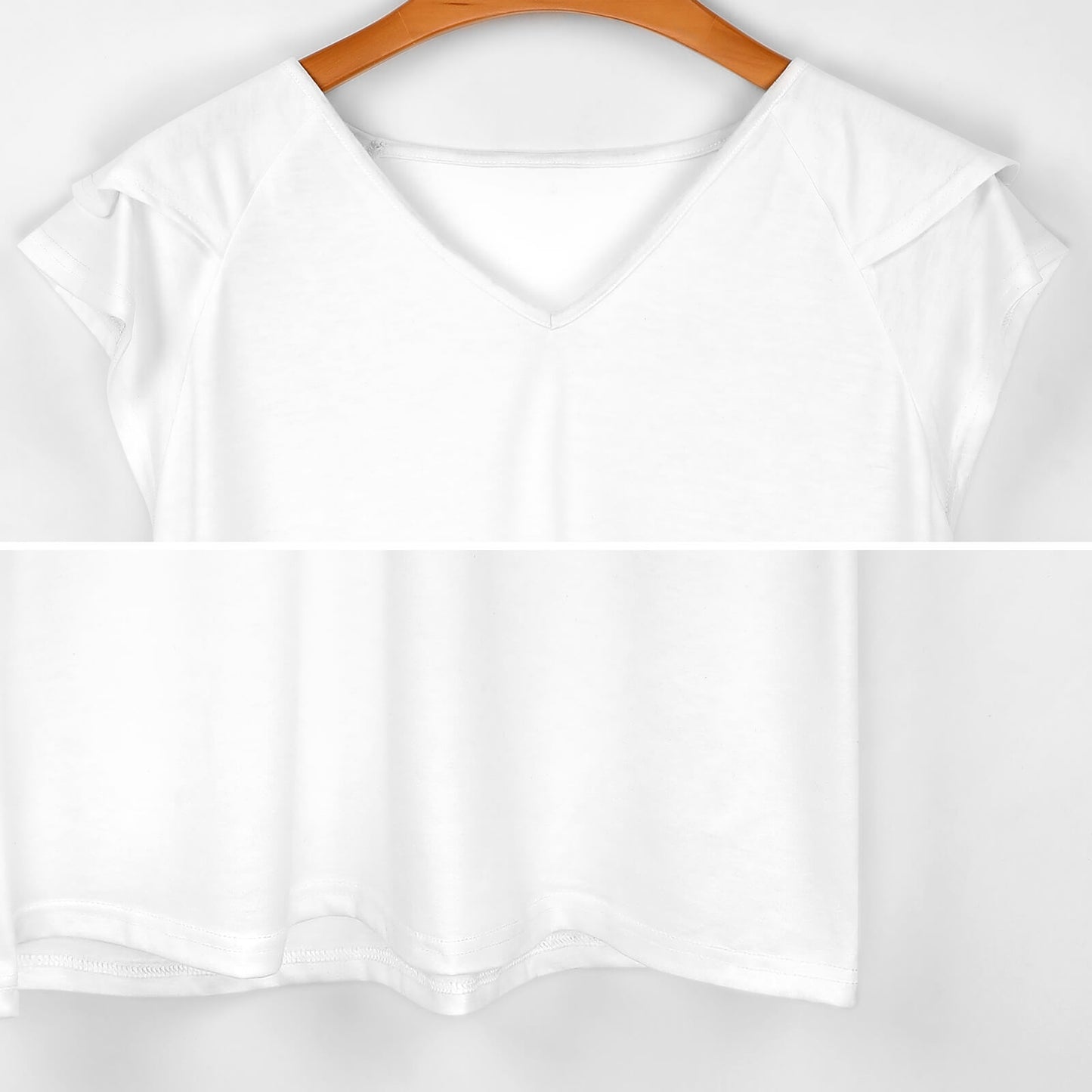 Cartier Versus Cooling Ice Silk Ruffle V-Neck T-Shirt