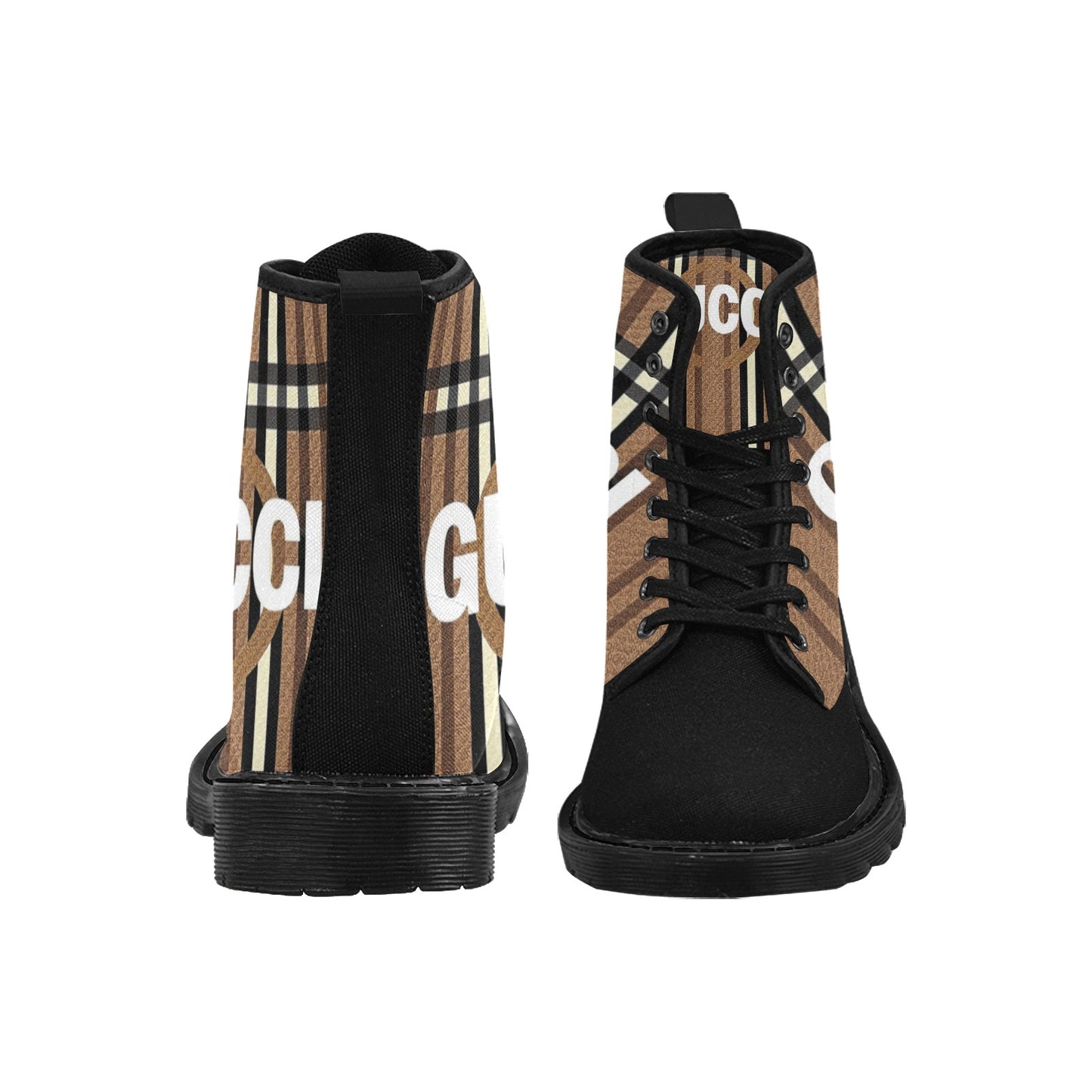 Men's Lace Up Canvas Boots (Model1203H)(Black)