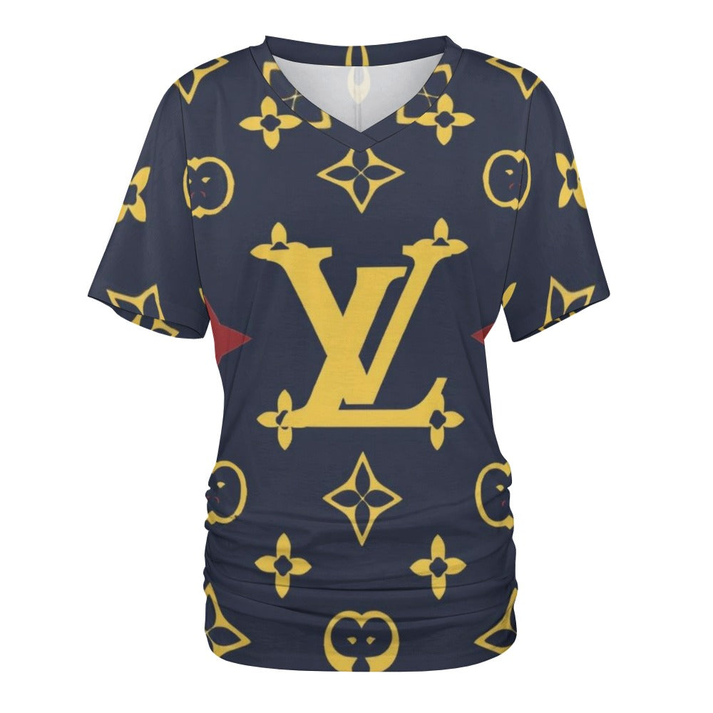 VL Gutton V-neck pleated T-shirt